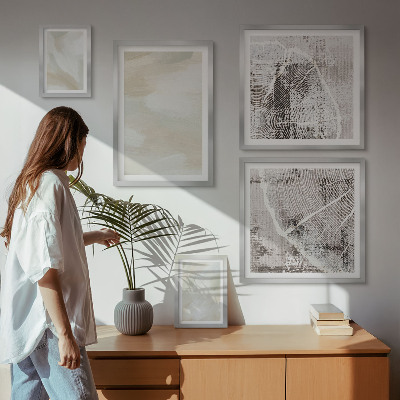 Conjunto de 5 quadros com moldura minimalismo na textura da tinta