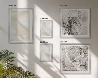 Conjunto de 5 quadros com moldura com arte temática de minimalismo na textura da tinta