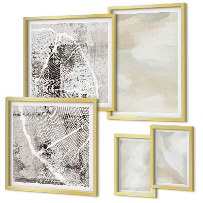Conjunto de 5 quadros com moldura minimalismo na textura da tinta