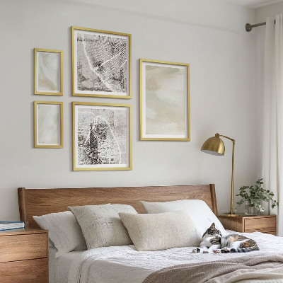 Conjunto de 5 quadros com moldura minimalismo na textura da tinta