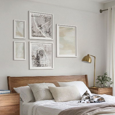 Conjunto de 5 quadros com moldura minimalismo na textura da tinta