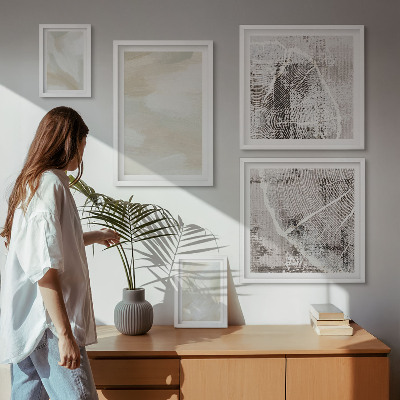 Conjunto de 5 quadros com moldura minimalismo na textura da tinta
