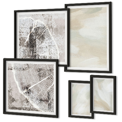 Conjunto de 5 quadros com moldura minimalismo na textura da tinta