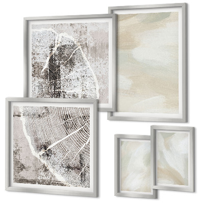 Conjunto de 5 quadros com moldura minimalismo na textura da tinta