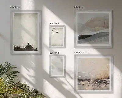 Conjunto de 5 quadros decorativos com estampas de pássaros e pedras