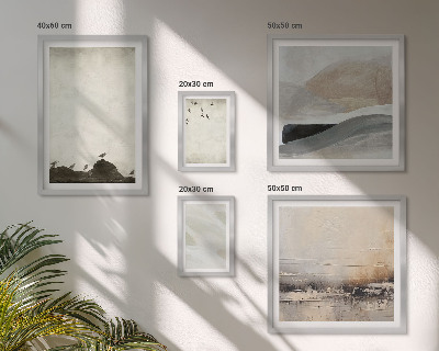 Conjunto de 5 quadros decorativos Decorações com pinceladas de pássaros e pedras