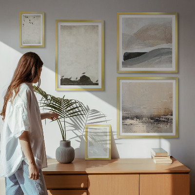 Conjunto de 5 quadros decorativos Decorações com pinceladas de pássaros e pedras
