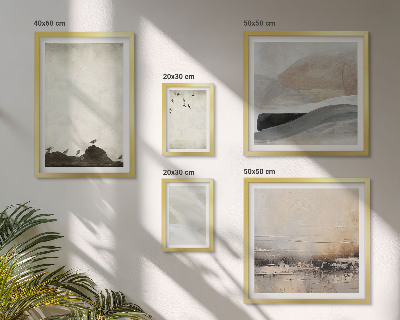 Conjunto de 5 quadros decorativos Decorações com pinceladas de pássaros e pedras