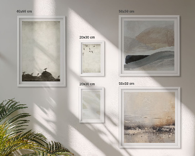 Conjunto de 5 quadros decorativos Decorações com pinceladas de pássaros e pedras