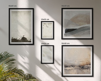 Conjunto de 5 quadros decorativos Decorações com pinceladas de pássaros e pedras