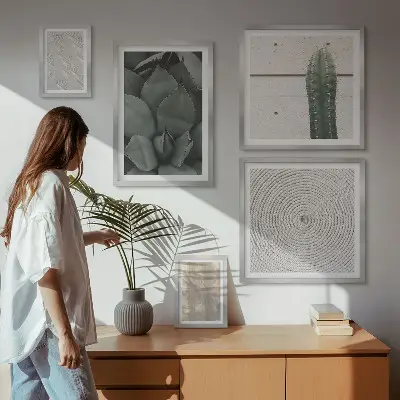Galeria de quadros para parede com texturas de verão e toque tropical