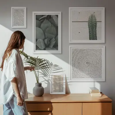 Galeria de quadros para parede com texturas de verão e toque tropical