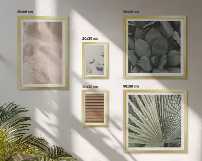 Conjunto de 5 quadros com moldura com texturas de pedra, madeira e tecido