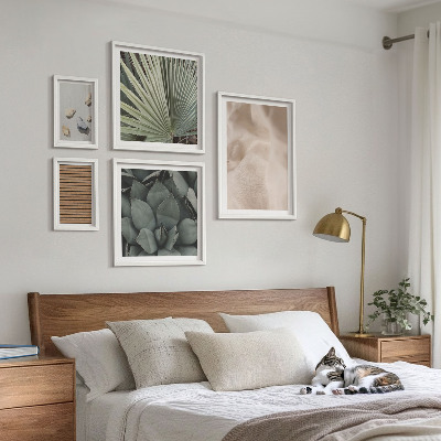 Conjunto de 5 quadros com moldura Texturas de pedra, madeira e tecido