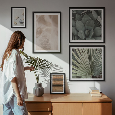 Conjunto de 5 quadros com moldura Texturas de pedra, madeira e tecido