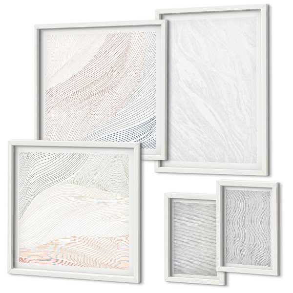 Conjunto de 5 quadros decorativos Estruturas brilhantes seguem padrões