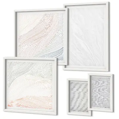 Conjunto de 5 quadros decorativos com estampas de estruturas brilhantes