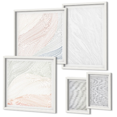 Conjunto de 5 quadros decorativos Estruturas brilhantes seguem padrões