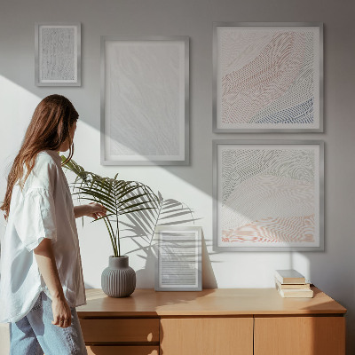 Conjunto de 5 quadros decorativos Estruturas brilhantes seguem padrões