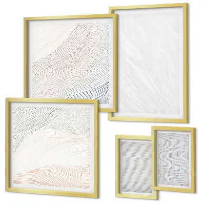 Conjunto de 5 quadros decorativos com estampas de estruturas brilhantes
