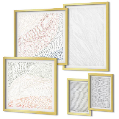 Conjunto de 5 quadros decorativos Estruturas brilhantes seguem padrões