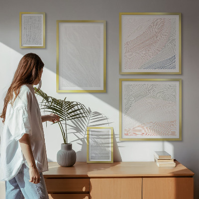 Conjunto de 5 quadros decorativos Estruturas brilhantes seguem padrões