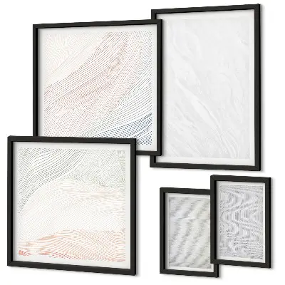 Conjunto de 5 quadros decorativos com estampas de estruturas brilhantes