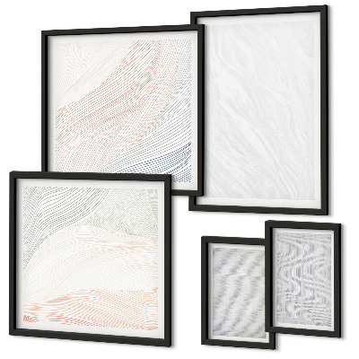 Conjunto de 5 quadros decorativos Estruturas brilhantes seguem padrões