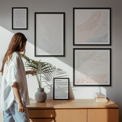 Conjunto de 5 quadros decorativos Estruturas brilhantes seguem padrões
