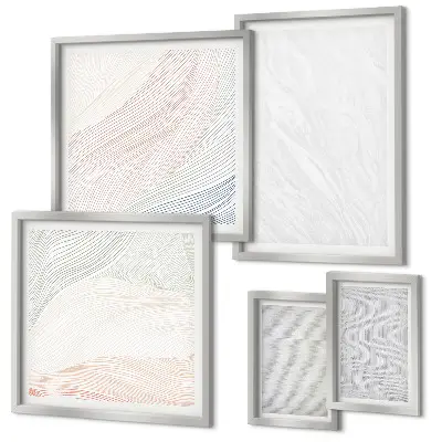 Conjunto de 5 quadros decorativos com estampas de estruturas brilhantes