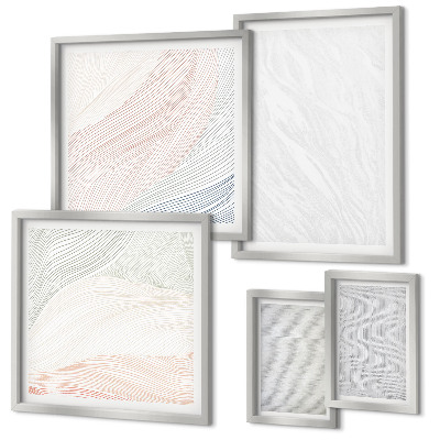 Conjunto de 5 quadros decorativos Estruturas brilhantes seguem padrões