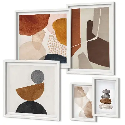 Conjunto de quadros para parede galeria com pinturas de arte abstrata