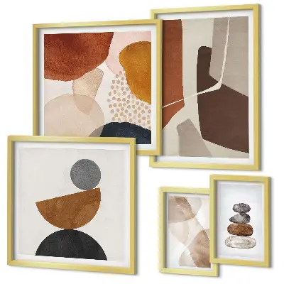Conjunto de quadros para parede galeria com pinturas de arte abstrata