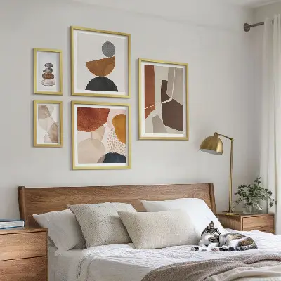 Conjunto de quadros para parede galeria com pinturas de arte abstrata