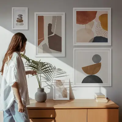 Conjunto de quadros para parede galeria com pinturas de arte abstrata