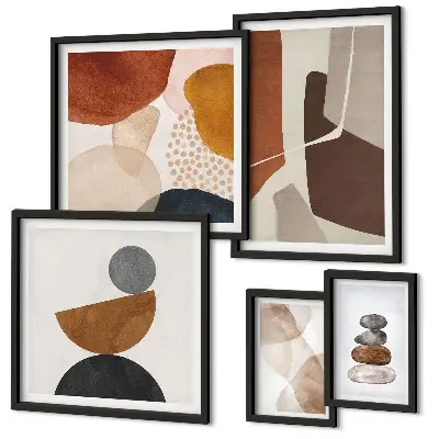 Conjunto de quadros para parede galeria com pinturas de arte abstrata