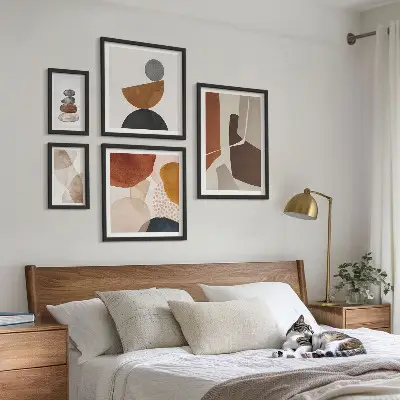 Conjunto de quadros para parede galeria com pinturas de arte abstrata