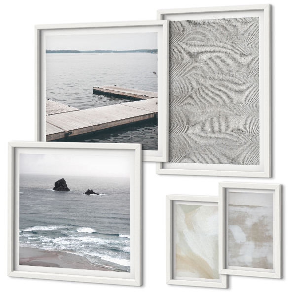 Conjunto de 5 quadros com moldura Design abstrato com texturas modernas