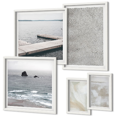 Conjunto de 5 quadros com moldura Design abstrato com texturas modernas