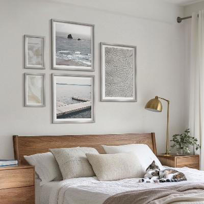 Conjunto de 5 quadros com moldura Design abstrato com texturas modernas