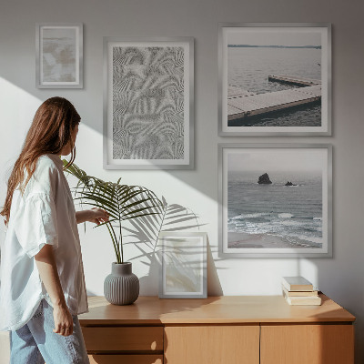 Conjunto de 5 quadros com moldura Design abstrato com texturas modernas