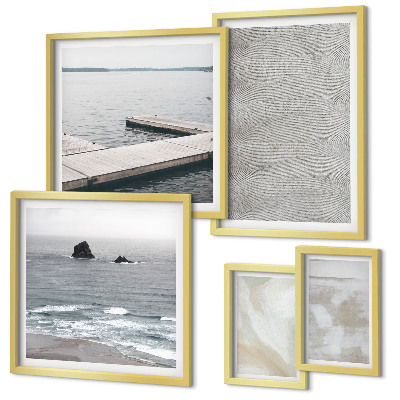Conjunto de 5 quadros com moldura Design abstrato com texturas modernas