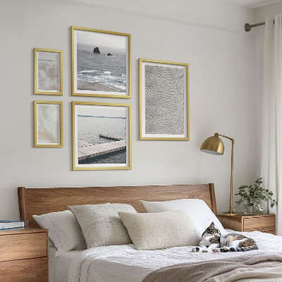 Conjunto de 5 quadros com moldura Design abstrato com texturas modernas