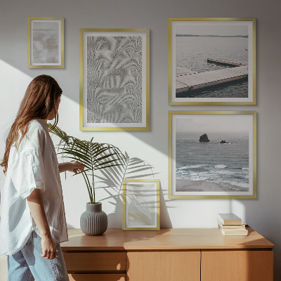 Conjunto de 5 quadros com moldura Design abstrato com texturas modernas