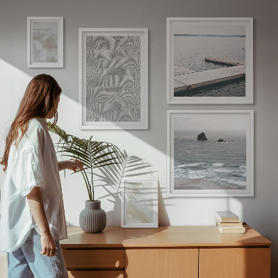 Conjunto de 5 quadros com moldura Design abstrato com texturas modernas