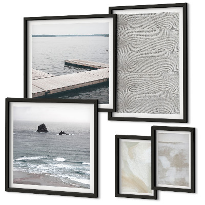 Conjunto de 5 quadros com moldura Design abstrato com texturas modernas