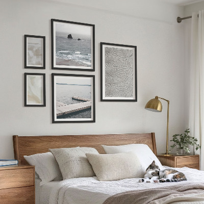 Conjunto de 5 quadros com moldura Design abstrato com texturas modernas