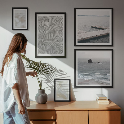 Conjunto de 5 quadros com moldura Design abstrato com texturas modernas