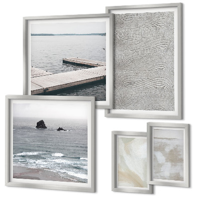 Conjunto de 5 quadros com moldura Design abstrato com texturas modernas