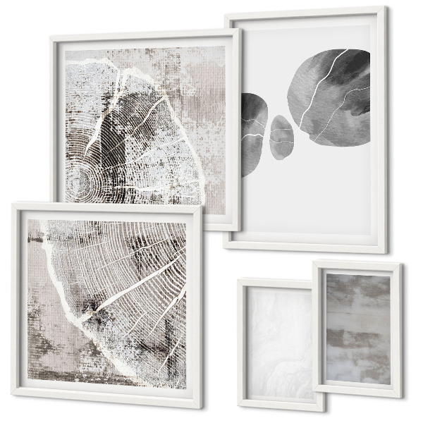 Conjunto de 5 quadros decorativos Formas abstratas modernas
